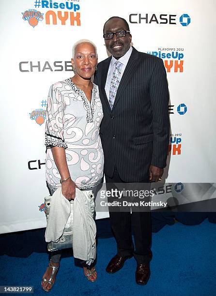 Marita Green and Earl Monroe attends the New York Knicks 2012 Playoff Celebration at Madison Square Garden on May 3, 2012 in New York City.