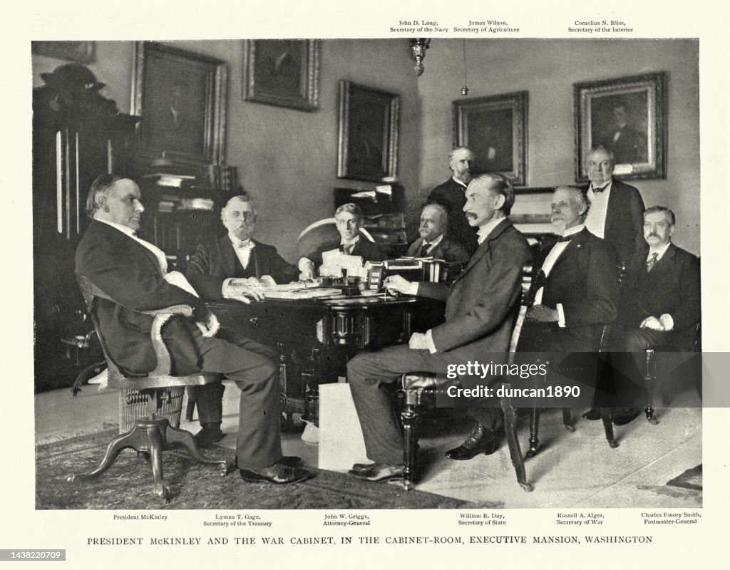 President McKinley and the War Cabinet, Executive Mansion Washington, Spanish American war