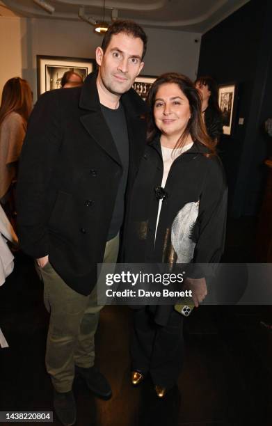 Zafar Rushdie and Maryam Eisler attend the opening reception of "If Only These Walls Could Talk" Exhibition at Alon Zakaim Fine Art, Cork Street, on...