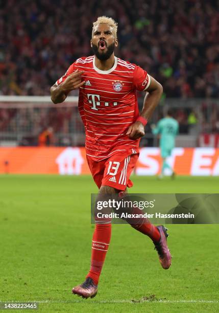 Eric Maxim Choupo-Moting of Bayern Munich celebrates after scoring their team's second goal during the UEFA Champions League group C match between FC...