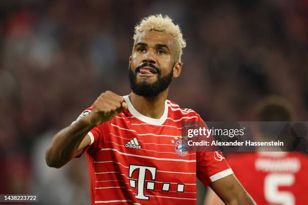 Eric Maxim Choupo-Moting of Bayern Munich celebrates after scoring their team's second goal during the UEFA Champions League group C match between FC...