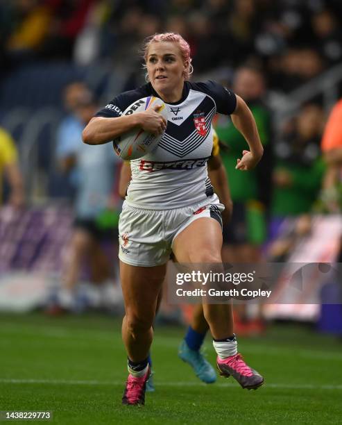 Amy Hardcastle of England during Women's Rugby League World Cup Group A match between England Women and Brazil Women at Headingley on November 01,...