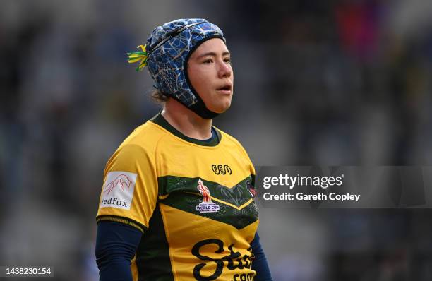 Paula Casemiro of Brazil during Women's Rugby League World Cup Group A match between England Women and Brazil Women at Headingley on November 01,...