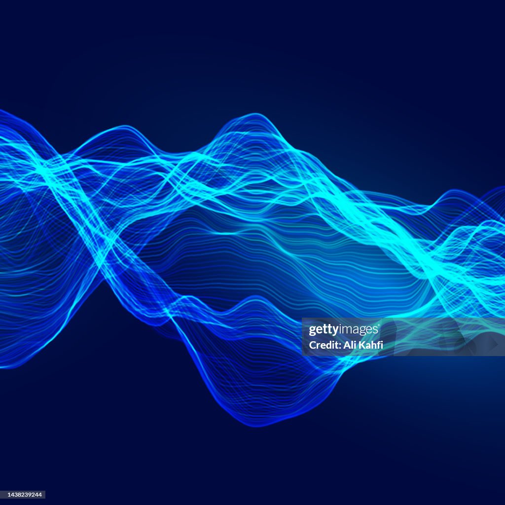 Line Technology Particles Abstract Waving Line Particle Technology Background High-Res Vector ...