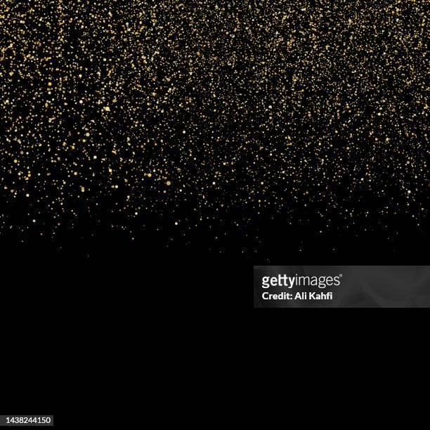 ilustraciones, imágenes clip art, dibujos animados e iconos de stock de las estrellas de oro dispersan el fondo del confeti textura - polvo