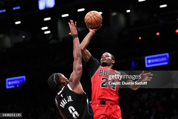 Javonte Green of the Chicago Bulls shoots the ball during the second quarter of the game against the Brooklyn Nets at Barclays Center on November 01,...