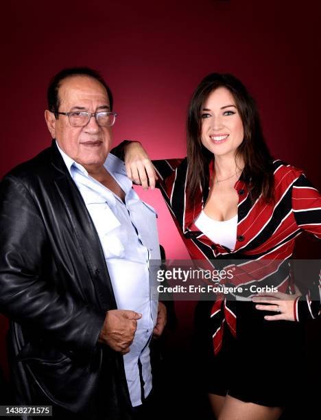 Producer Jean-Luc Azoulay and Singer Elsa Esnoult pose during a portrait session in Paris, France on .