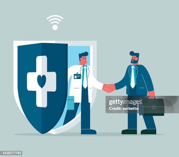 medical exam - shield - doctor waiting stock illustrations