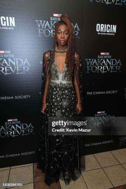 Shahadi Wright Joseph attends the Black Panther: Wakanda Forever NY Red Carpet Screening at the AMC 34th St. On November 01, 2022 in New York City.