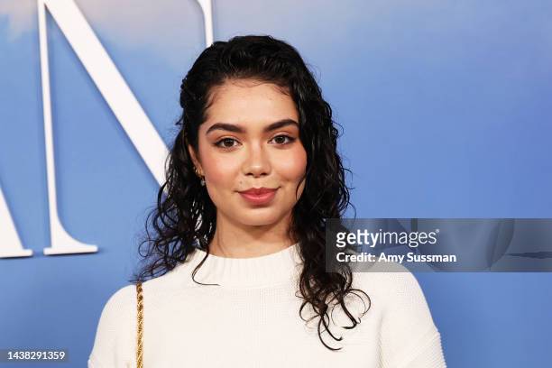 Auli'i Cravalho arrives at the Los Angeles Premiere Of "My Policeman" at Regency Bruin Theatre on November 01, 2022 in Los Angeles, California.