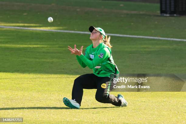 Sophie Reid of the Stars drops a catch during the Women's Big Bash League match between the Adelaide Strikers and the Melbourne Stars at North Sydney...