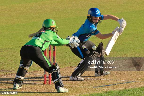 Katie Mack of the Strikers bats during the Women's Big Bash League match between the Adelaide Strikers and the Melbourne Stars at North Sydney Oval,...
