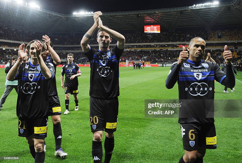(From L) Bastia’s French defenders Fethi