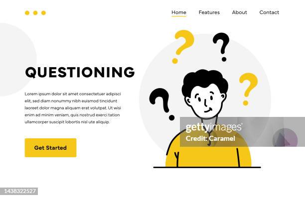 questioning illustration landing page design - conflict of interest stock illustrations