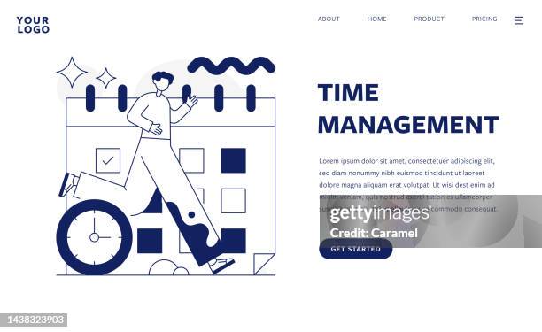 time management flat design illustration template for web and mobile - balancing act cartoon stock illustrations