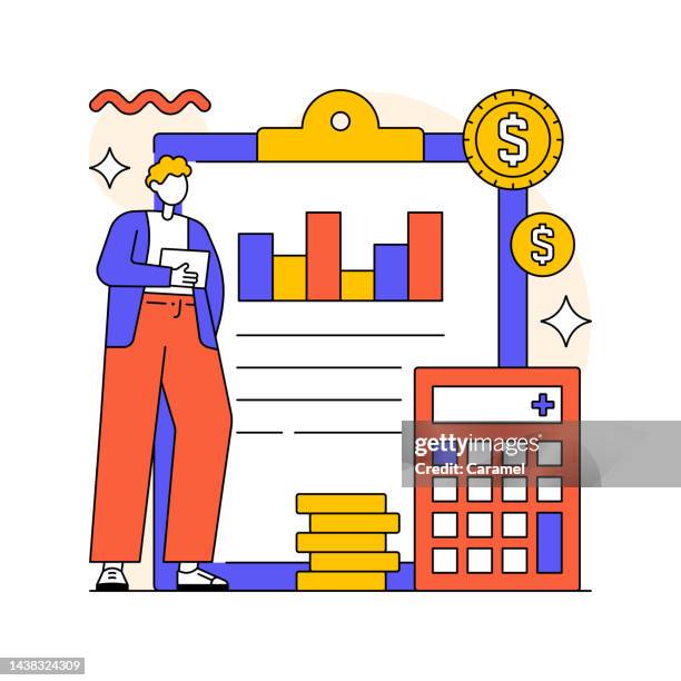 illustrazioni stock, clip art, cartoni animati e icone di tendenza di modello illustrativo per pianificazione del budget - financial result