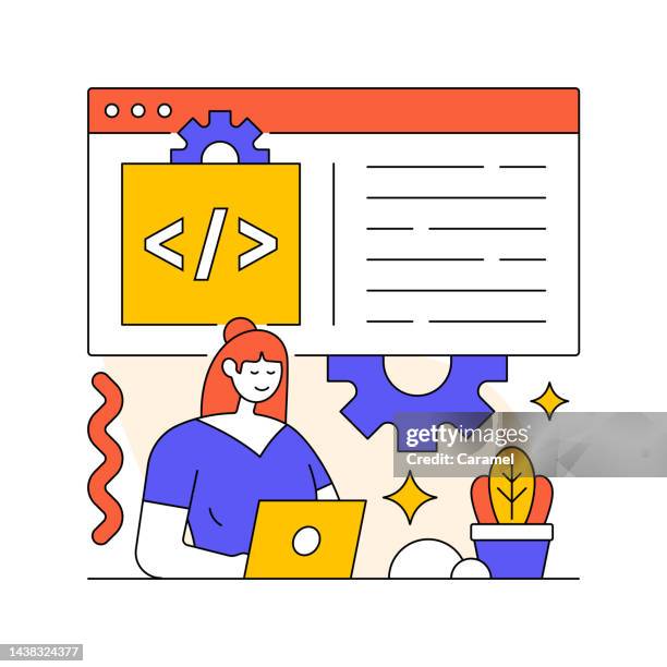 computer programmer flat design illustration - programmer computer stock illustrations