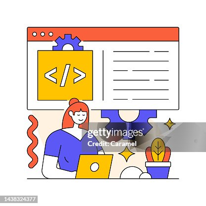 Computer Programmer Flat Design Illustration Computer Programmer Flat Design Illustration