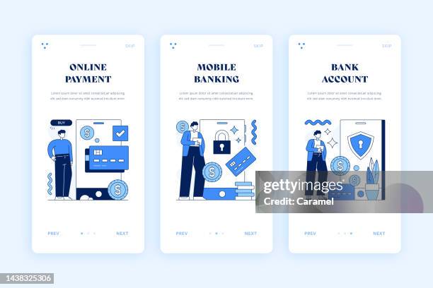 electronic banking illustration for web and mobile app - electronic banking stock illustrations