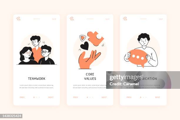 core values concept onboarding mobile phone screen template - 道德羅盤 幅插畫檔、美工圖案、卡通及圖標