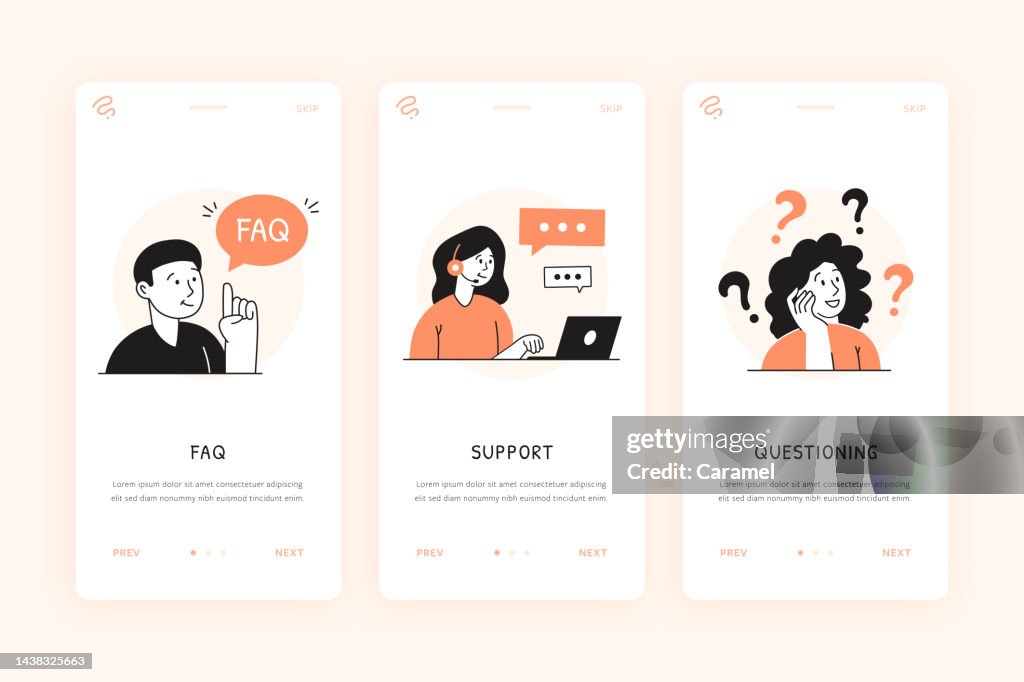 Customer Service Illustration for Onboarding Mobile Phone Screen Template