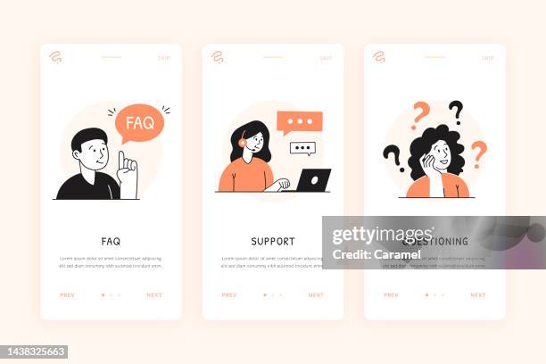 customer service illustration for onboarding mobile phone screen template - it support stock illustrations