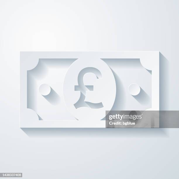 pound banknote. icon with paper cut effect on blank background - pound note stock illustrations
