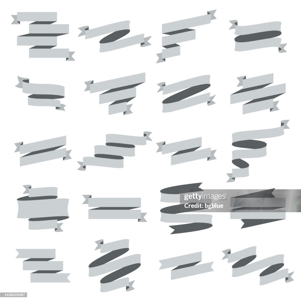 Grey Ribbons Border Set Of Gray Ribbons Banners Design Elements On White Background High ...