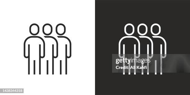 group of people or group of users or friends, vector, icon - three people icon stock illustrations