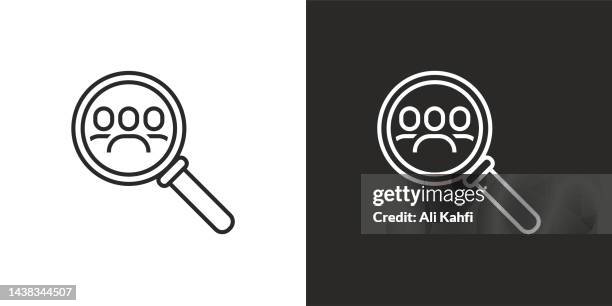 ilustrações, clipart, desenhos animados e ícones de ícone de pessoas de pesquisa de lupa - magnifying glass icon