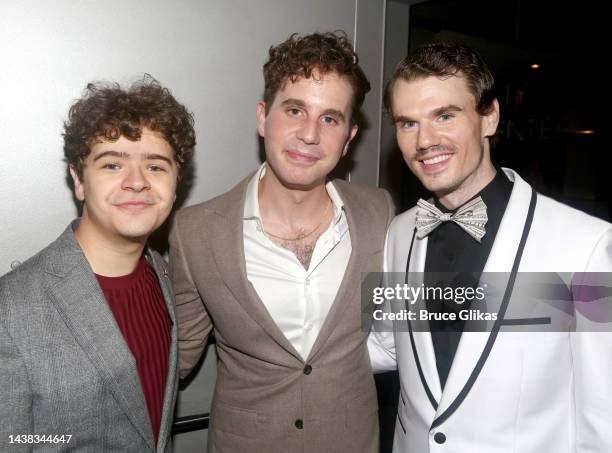 Gaten Matarazzo, Ben Platt and Jay Armstrong Johnson pose at the 2022 New York City Center's annual gala opening night after party of "Parade" at The...
