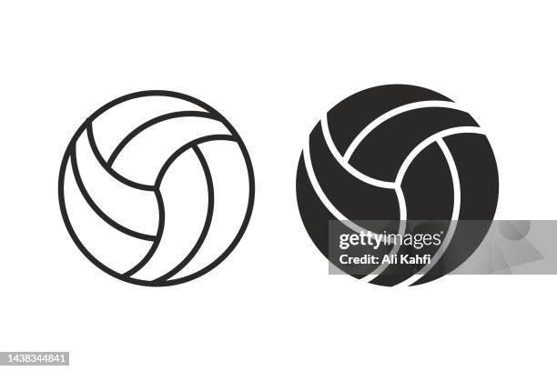 ilustraciones, imágenes clip art, dibujos animados e iconos de stock de icono de pelota de voleibol - juego de vóleibol