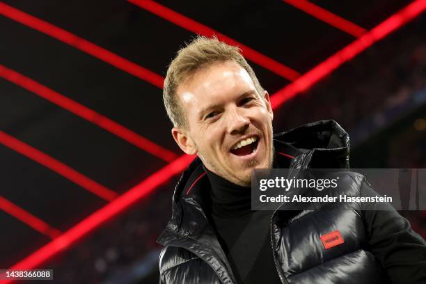 Julian Nagelsmann, head coach of FC Bayern München smiles prior to the UEFA Champions League group C match between FC Bayern München and FC...
