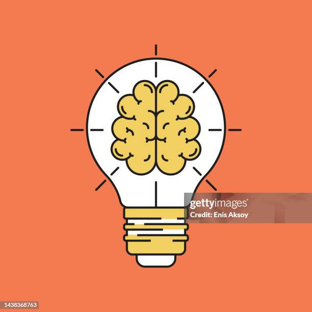 idea - brain light bulb stock illustrations