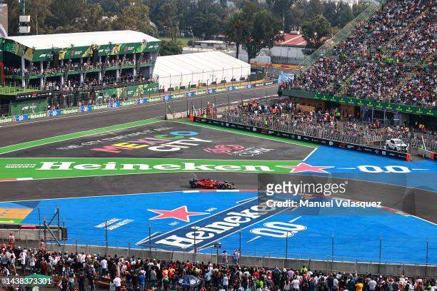 Charles Leclerc of Monaco driving the Ferrari F1-75 on track during the F1 Grand Prix of Mexico at Autodromo Hermanos Rodriguez on October 28, 2022...
