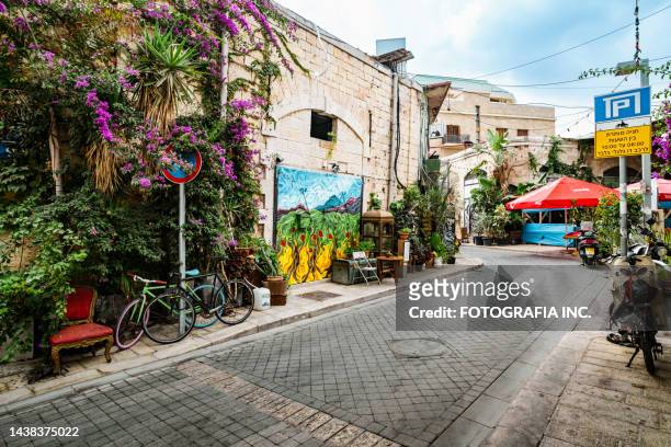 jaffa flee market  neighborhood in tel aviv, israel - street art around the world stock pictures, royalty-free photos & images