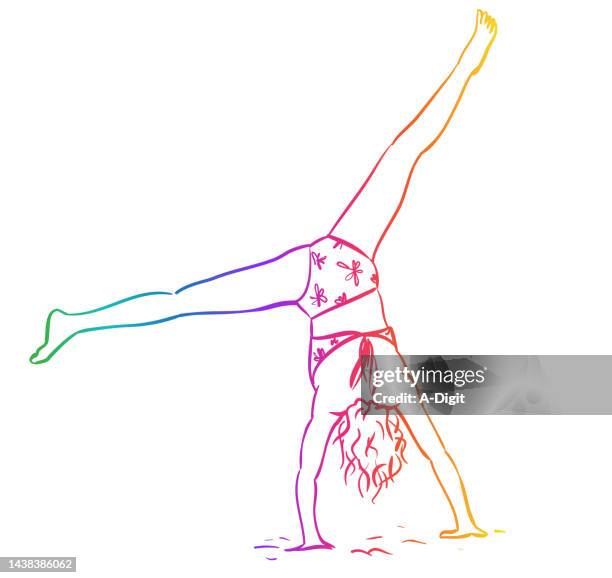 ilustrações de stock, clip art, desenhos animados e ícones de cart wheel in summer rainbow - ginástica