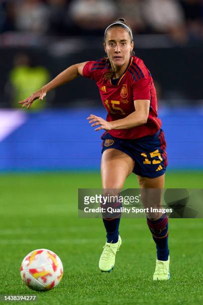 Maite Oroz of Spain runs with the ball during the Women´s International friendly match between United States and Spain at El Sadar Stadium on October...