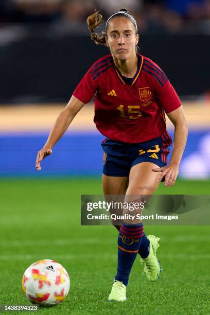 Maite Oroz of Spain runs with the ball during the Women´s International friendly match between United States and Spain at El Sadar Stadium on October...