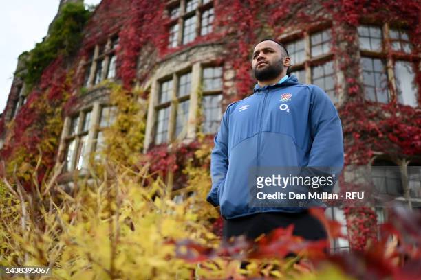 Billy Vunipola of England poses for a portrait following a training session at Pennyhill Park on November 02, 2022 in Bagshot, England.