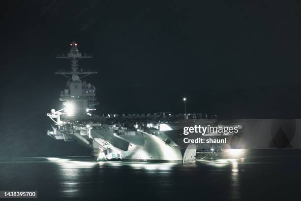 american aircraft carrier - defense industry stock pictures, royalty-free photos & images