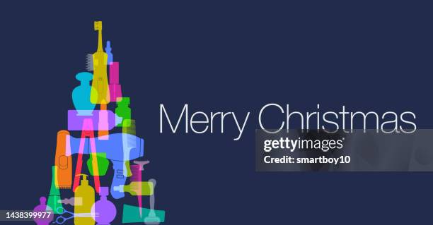 beauty products christmas tree - buying shampoo stock illustrations