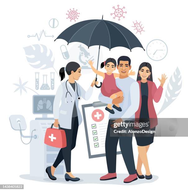 family health insurance. medical insurance. - claim form stock illustrations