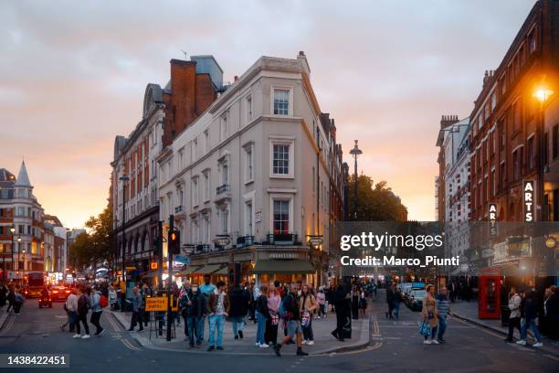 soho district at sunset - london england stock pictures, royalty-free photos & images