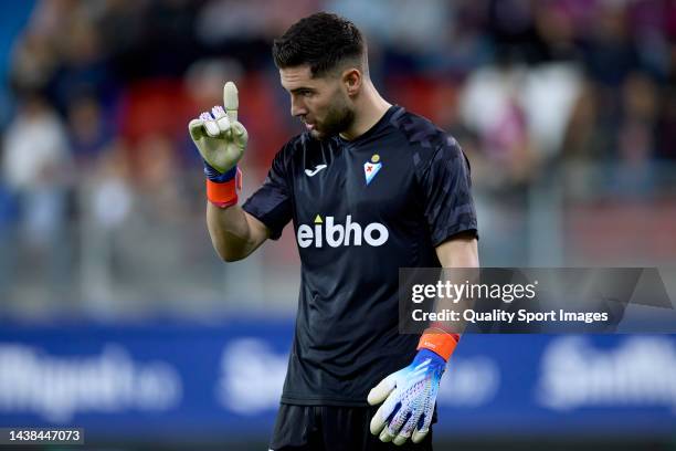 Luca Zidane of SD Eibar react during the LaLiga Smartbank match between SD Eibar and CD Lugo at Estadio Municipal de Ipurua on November 02, 2022 in...