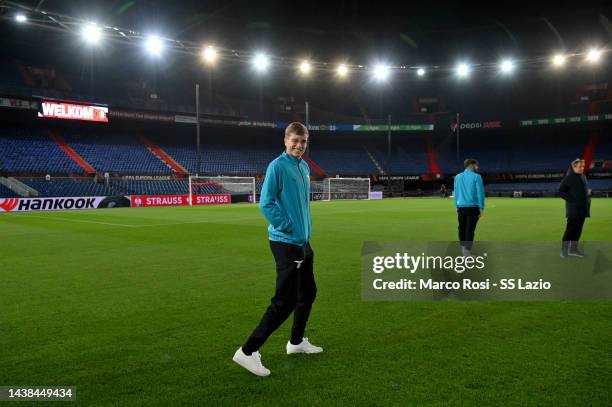 Toma Basic of SS Lazio looks the pitch during the walk araund at De Kuip on November 02, 2022 in Rotterdam, Netherlands.