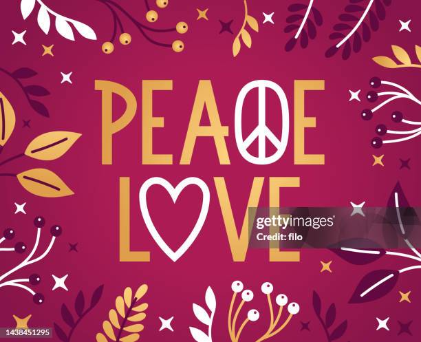 peace and love christmas holiday design - glitter fruit stock illustrations