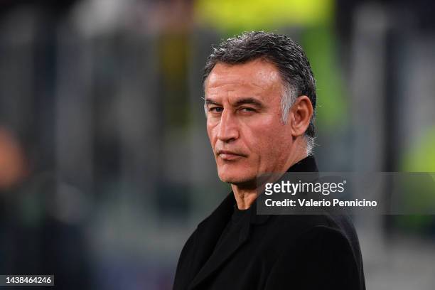 Christophe Galtier, Head Coach of Paris Saint-Germain looks on during the UEFA Champions League Group H match between Juventus and Paris...