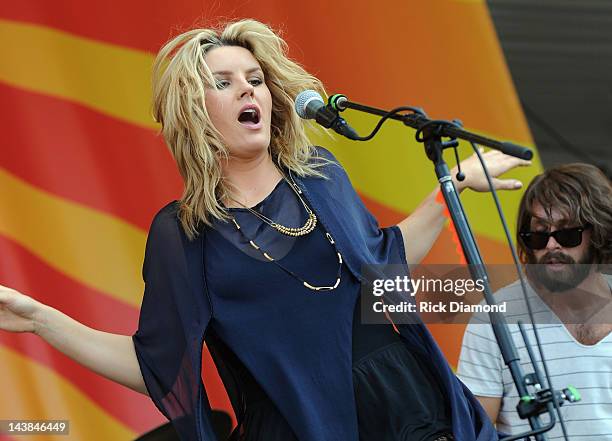 Grace Potter & the Nocturnals perform during the 2012 New Orleans Jazz & Heritage Festival - Day 5 at the Fair Grounds Race Course on May 4, 2012 in...