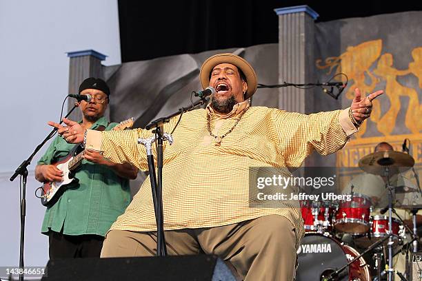 Musician Big Al Carson performs during the 2012 New Orleans Jazz & Heritage Festival at the Fair Grounds Race Course on May 4, 2012 in New Orleans,...